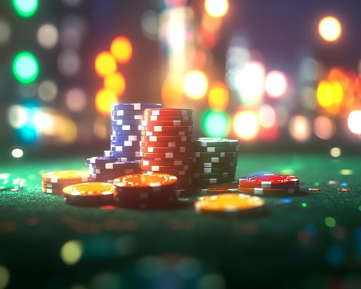 bintang77 live-dealer blackjack table with multi-camera feed and player bet interface in tropical resort setting